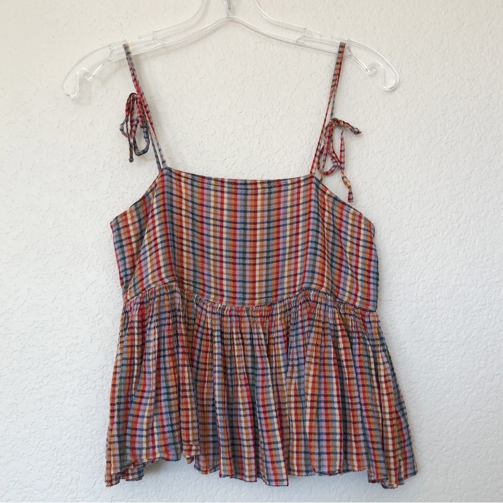 The Great The Dainty Midsummer Colorful Plaid Cropped Cami Top 0